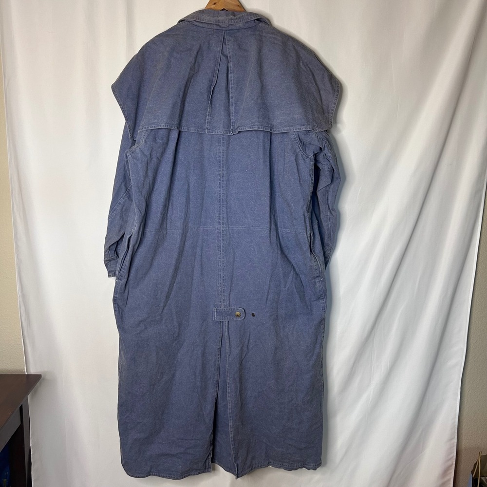 Wallamwan Jacket Size XL Mens Denim Long Duster Coat Indigo Blue Western Style - Picture 13 of 15